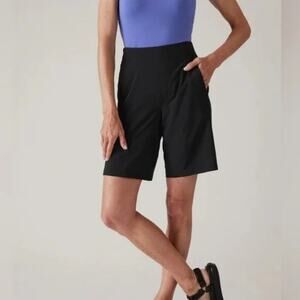 Athleta Brooklyn Bermuda Shorts SIZE 0 Black Pull-On Athleisure